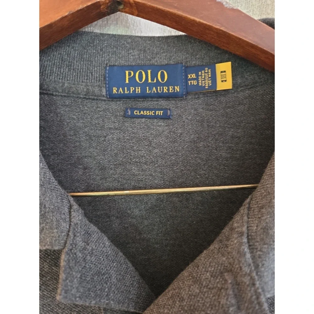 Ralph Lauren Mens Top Long Sleeve Collared 1/4 Button Size 2XL Grey Long